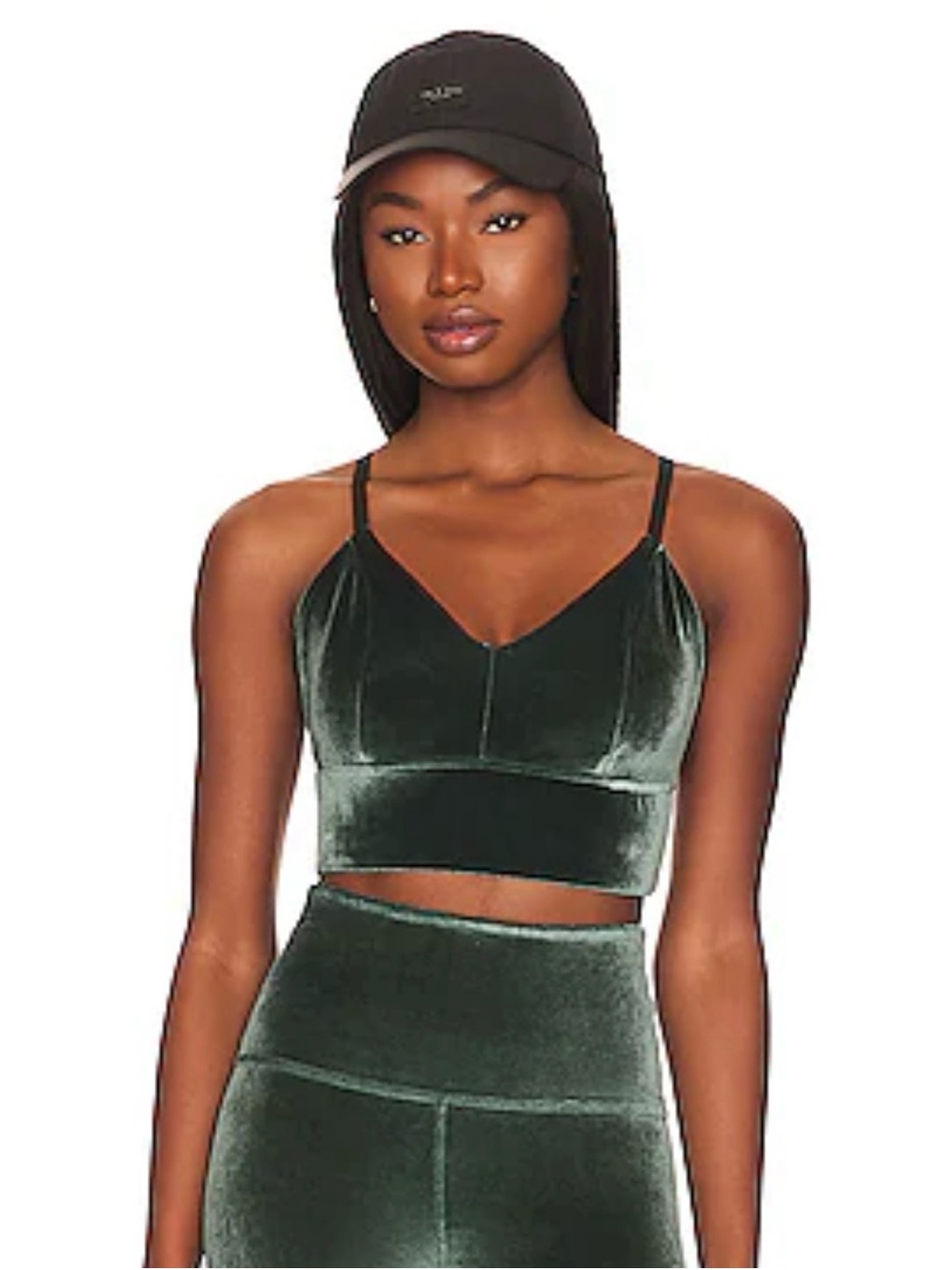 Beyond yoga VIP LONG LINE SPORTS BRA velvet size small in forest green